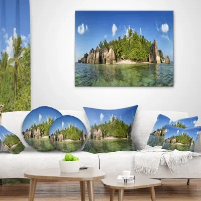 Design Art Anse Lazio Beach Seychelles Panorama Seashore Pillow In Multi-color