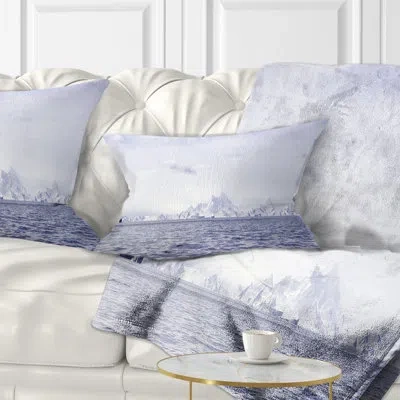 Design Art Antarctic Sea With Icebergs - Sea & Shore Printed Throw Pillow