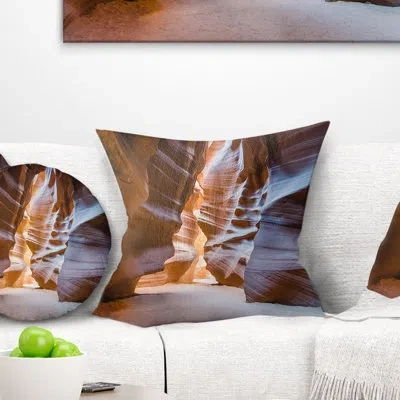 Design Art Antelope Canyon Glow Inside - Landscape Printed Pillow