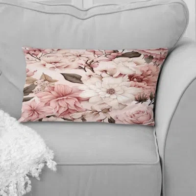 Design Art Antique Pink Flower Garden Beauty Ii - Floral Polyester Pillow