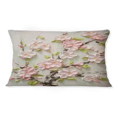 Design Art Apple Blossom Impasto I - Apple Blossom Printed Throw Pillow In Green;pink