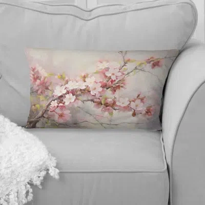 Design Art Apple Blossom Impressionist Spring - Apple Blossom Printed Throw Pillow In White;pink