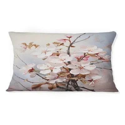 Design Art Apple Blossom Monochromatic Elegance Xii - Apple Blossom Printed Throw Pillow In Pink