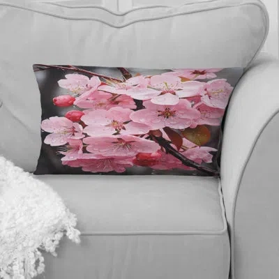 Design Art Apple Blossom Monochromatic Elegance Xvi - Apple Blossom Printed Throw Pillow In Pink