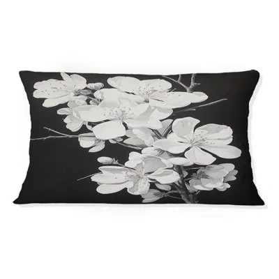 Design Art Apple Blossom Monochromatic Elegance Xxvi - Apple Blossom Printed Throw Pillow In Black;white