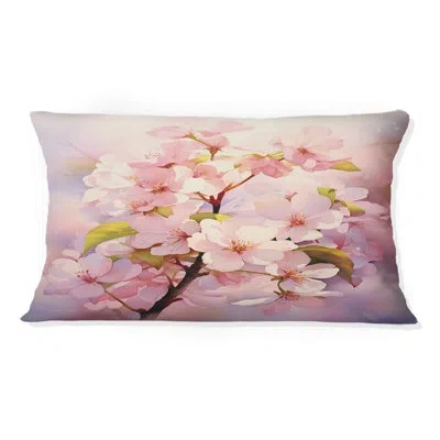 Design Art Apple Blossom Translucent Glow I - Apple Blossom Printed Throw Pillow In Pink