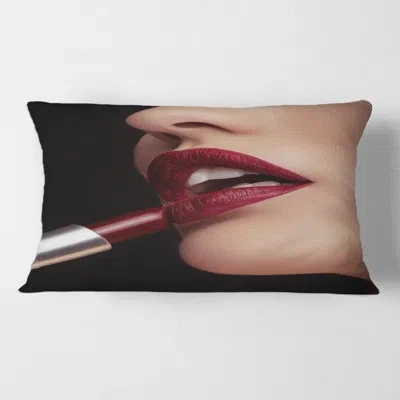 Design Art Applying Lipstick On Lips Rectangular Pillow Cover & Insert