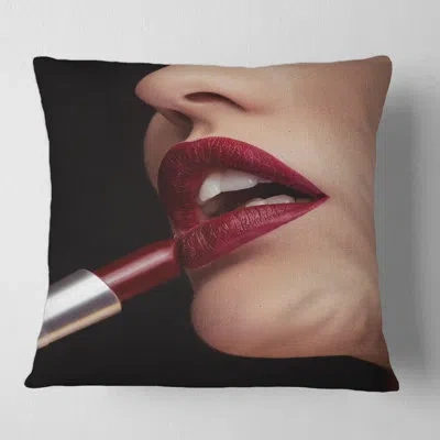 Design Art Applying Lipstick On Lips Square Pillow Cover And Insert