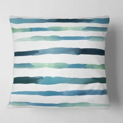 Design Art Aquatic Dark Blue Verticals - Modern Printed Pillow