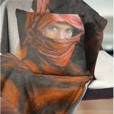 Design Art Arabian Woman In Hijab - Others Printed Throw Pillow In Brown;red