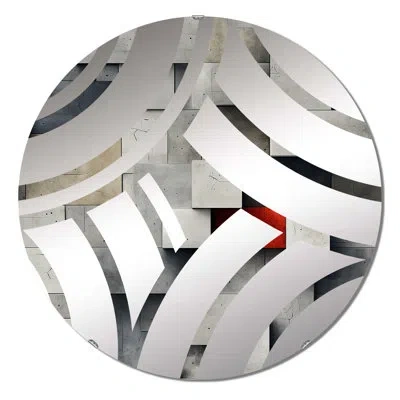 Design Art Architectural Concrete Wall Illusion - Centre Wave Decorative Mirror In Grey