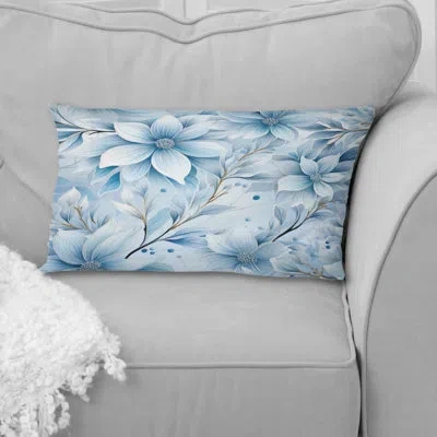 Design Art Arctic Breeze Blue Daisy - Floral Printed Pillow In Blue;white