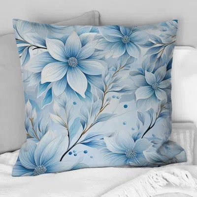 Design Art Arctic Breeze Blue Daisy - Floral Printed Throw Pillow In Blue;white