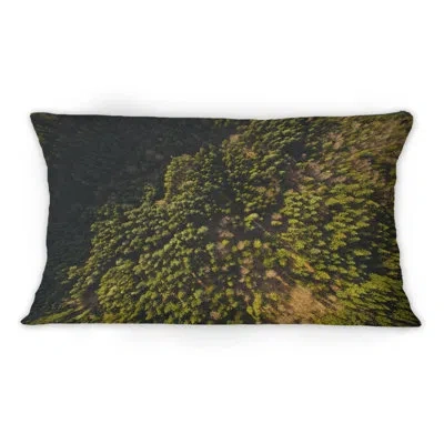 Design Art Arial View Of Green Woods - Lake House Printed Throw Pillow