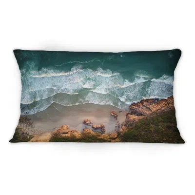 Design Art Arial View Of Ocean Waves I - Nautical & Coastal Printed Throw Pillow