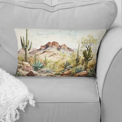 Design Art Arizona Desert Iii - Western Printed Throw Pillow In Green;beige
