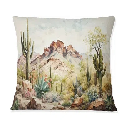 Design Art Arizona Desert Iii - Western Printed Throw Pillow In Green;beige