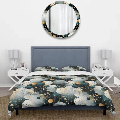 Design Art Art Deco Glamour Polka Dots Pattern Duvet Cover Set In Yellow;teal