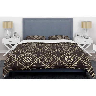 Design Art Art Deco Mid-century Duvet Cover Set In Black