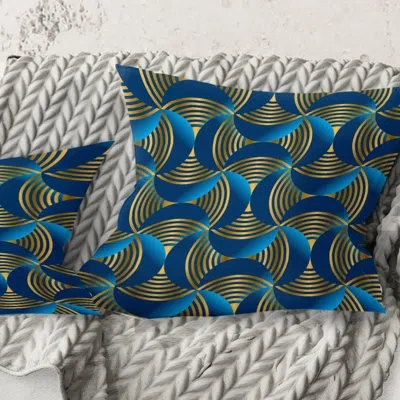 Design Art Art Deco Style Modern Pattern - Mid-century Modern Printed Throw Pillow In Blue