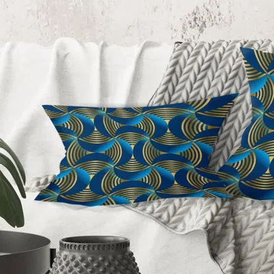 Design Art Art Deco Style Modern Pattern - Mid-century Modern Printed Throw Pillow In Blue