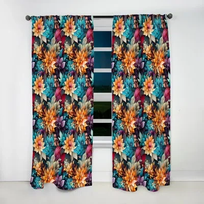 Design Art Artistic Boho Blend Boho Pattern V - Floral Curtain - Velvet Room Darkening - 1 Panel In Multi-color