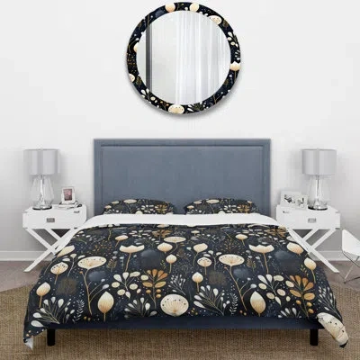 Design Art Artistic Essence Floral Pattern - Floral Duvet Cover Set - Microfiber Polyester In Beige;yellow