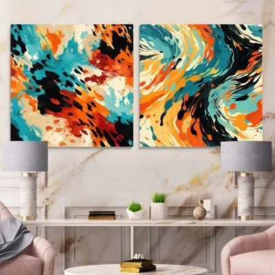 Design Art Artistic Expression Tell And Black - Animals Acrylic Wall Art Glass Set Of 2