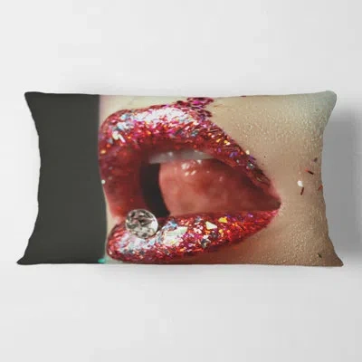 Design Art Artistic Woman Lips Make Up Rectangular Pillow Cover & Insert