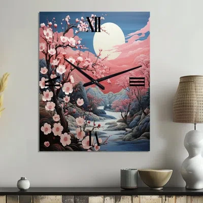 Design Art Asian Art Eastern Elegance Iii - People  Metal Wall Clock In Blue;pink