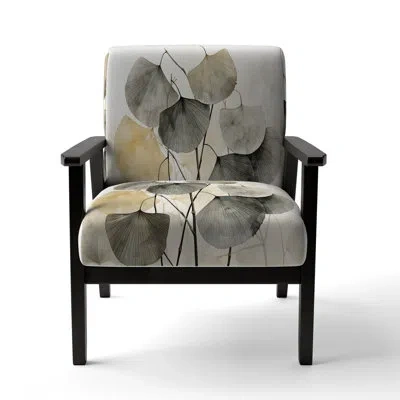 Design Art Asian Art Pansies Flowers Iii - Upholstered Traditional Arm Chair In Green;gray
