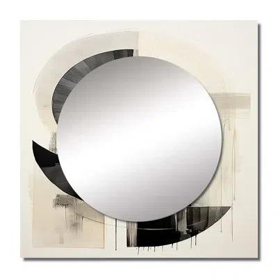 Design Art Asian Art Seashell Sumi Viii - Asian Square Mirror Wall Decor For Bedroom In Black;red