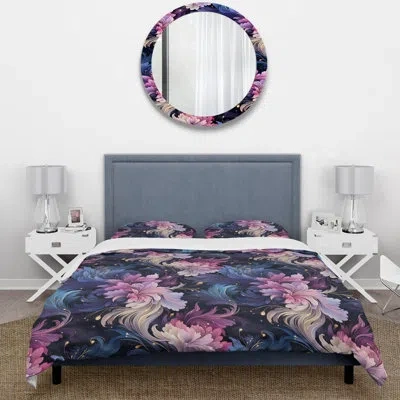 Design Art Astral Blue Purple Damask Radiance Duvet Cover Set
