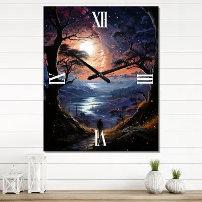 Design Art Astrology Star Gazing Realistic I - Astrology Wall Clock Oversized In Black;coral