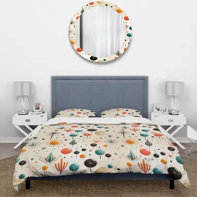 Design Art Atomic Retro Revival Duvet Cover Set In Blue;orange
