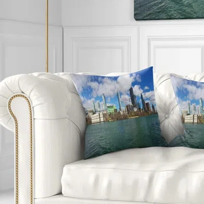 Design Art Austin Skyline On Sunny Day - Sea & Shore Printed Pillow