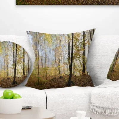 Design Art Autumn Forest In Morning Landscape Photography Pillow