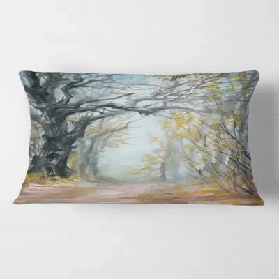 Design Art Autumn Misty Forest - Lake House Printed Pillow