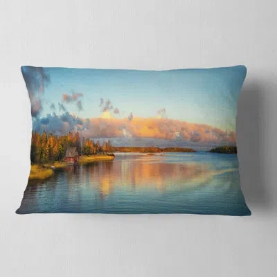 Design Art Autumn Sunset Panorama - Landscape Printed Throw Pillow