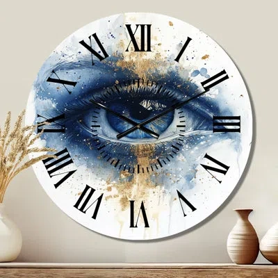 Design Art Awakening Of The Third Eye - Zen Silent Metal Wall Clock In Blue