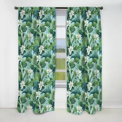 Design Art Azure Breeze Tropical Pattern I - Floral Curtain - Blackout Floral Curtain - 1 Panels In Blue;green