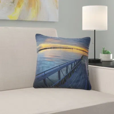Design Art Azure Waters Behind Pier - Sea & Shore Printed Pillow