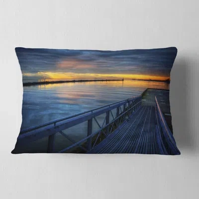 Design Art Azure Waters Behind Pier - Sea & Shore Printed Pillow