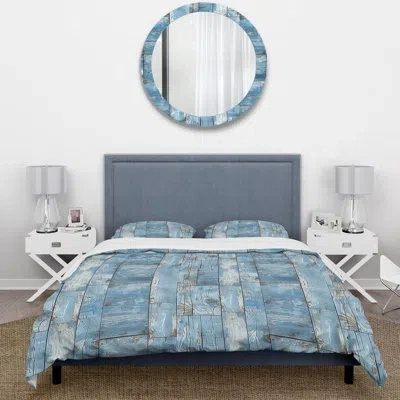 Design Art Baby Blue Wood Floor Ii - Farmhouse Duvet Cover Set