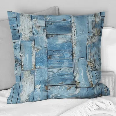 Design Art Baby Blue Wood Floor Ii - Farmhouse Pillow