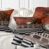 Design Art Balcony With Clock And Tree Angels Rectangular Pillow Cover & Insert In Red