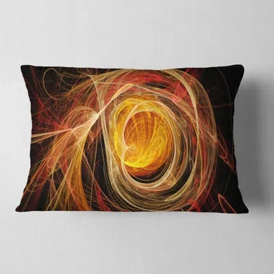 Design Art Ball Of Yarn - Abstract Printed Pillow In Orange,black