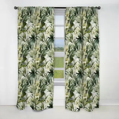 Design Art Bamboo Fusion Tropical Pattern Iii - Floral Curtain - Blackout Floral Curtain - 1 Panels In Green