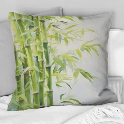 Design Art Bamboo Romantic Dream Vi - Bamboo Printed Throw Pillow In Green