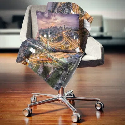 Design Art Bangkok S Shaped Express Way - Cityscape Printed Pillow In Blue;black;brown;green;red;yellow